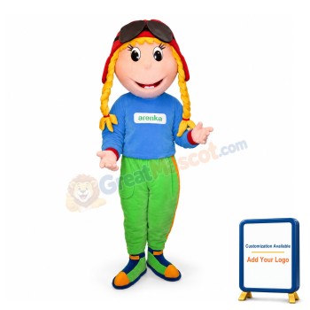 Girl With Two Braids Mascot Adult Costume