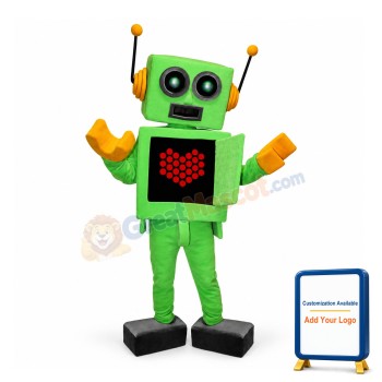 Green Robot Mascot Adult Costume