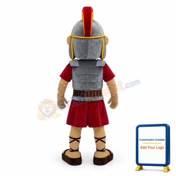 Friendly Gray & Red Warrior Mascot Costume