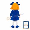 Girl In Blue Dress With Ponytail Mascot Adult Costume