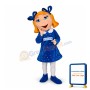 Girl In Blue Dress With Ponytail Mascot Adult Costume