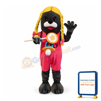 Black Bear With Braids Mascot Adult Costume
