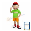 Shy Boy Wearing Red Peaked Cap Mascot Adult Costume