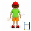 Shy Boy Wearing Red Peaked Cap Mascot Adult Costume