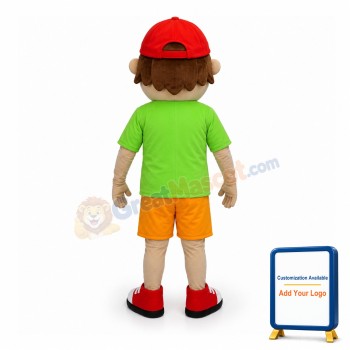 Shy Boy Wearing Red Peaked Cap Mascot Adult Costume