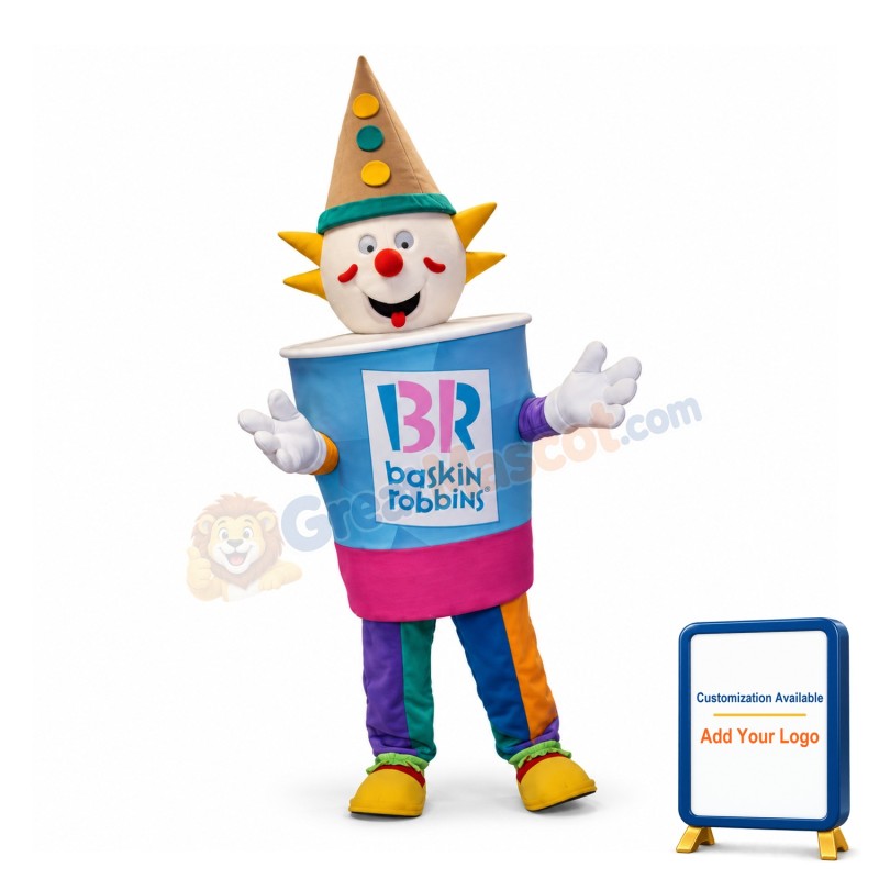 Cartoon Clown Ice Cream Mascot Adult Costume