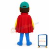 Smiling Boy In A Green Cap Wearing A Red Cloak Mascot Adult Costume