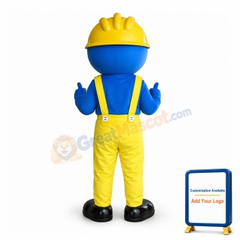 Cartoon Blue Face Engineer Mascot Adult Costume