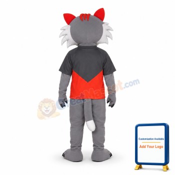 Friendly Gray Fox With Red Nose Mascot Costume