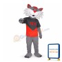 Friendly Gray Fox With Red Nose Mascot Costume