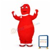 Red Snowman Wearing A White Cap Mascot Costume