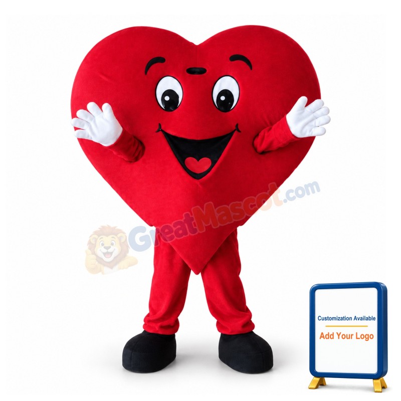 Deluxe Cartoon Red Heart Mascot Adult Costume