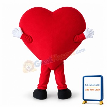 Deluxe Cartoon Red Heart Mascot Adult Costume