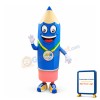 Smiling Cartoon Blue Pencil Mascot Adult Costume