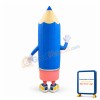 Smiling Cartoon Blue Pencil Mascot Adult Costume