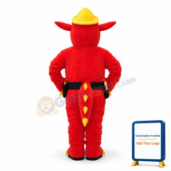 Red Eagle With A Yellow Hard Hat And A Hammer Mascot Adult Costume