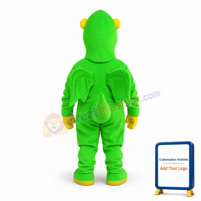 Green & Yellow Flying Dinosaur Mascot Adult Costume