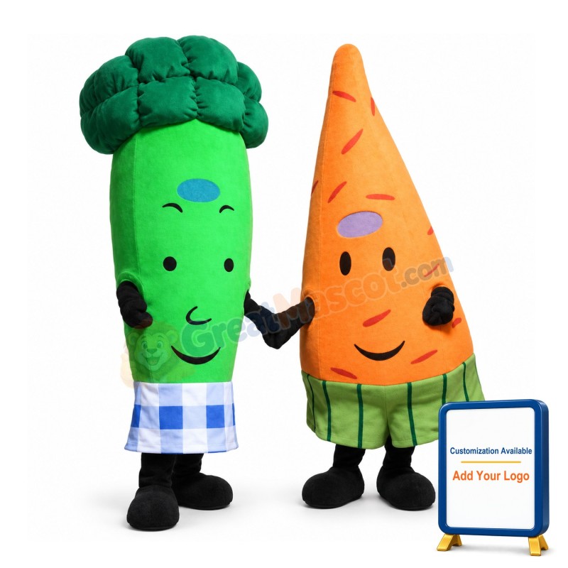 Adult Size Cartoon Carrot And Greens Mascot Costume