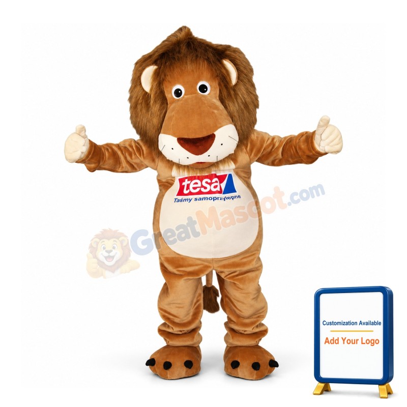 Adult Plush Brown Lion Mascot Costume