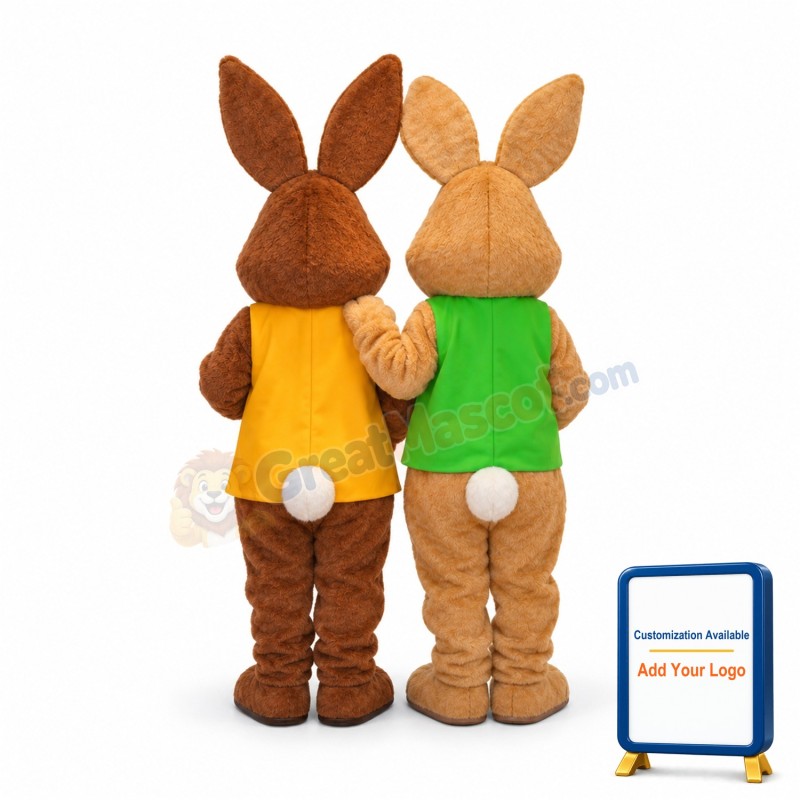 Adult Plush Khaki Rabbit & Brown Rabbit Mascot Costume
