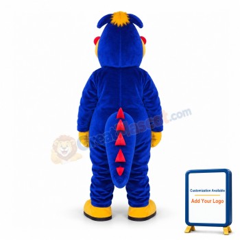 Blue & Yellow Dinosaur Mascot Adult Costume