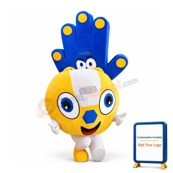 Giant Purple Hand & Yellow Football Mascot Adult Costume