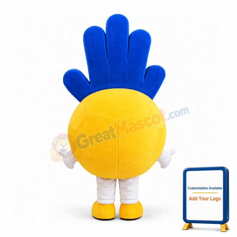 Giant Purple Hand & Yellow Football Mascot Adult Costume