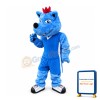 Adult Plush Blue Wolf Wearing A Red Crown Mascot Costume
