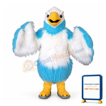 Adult Plush White & Blue Eagle Mascot Costume
