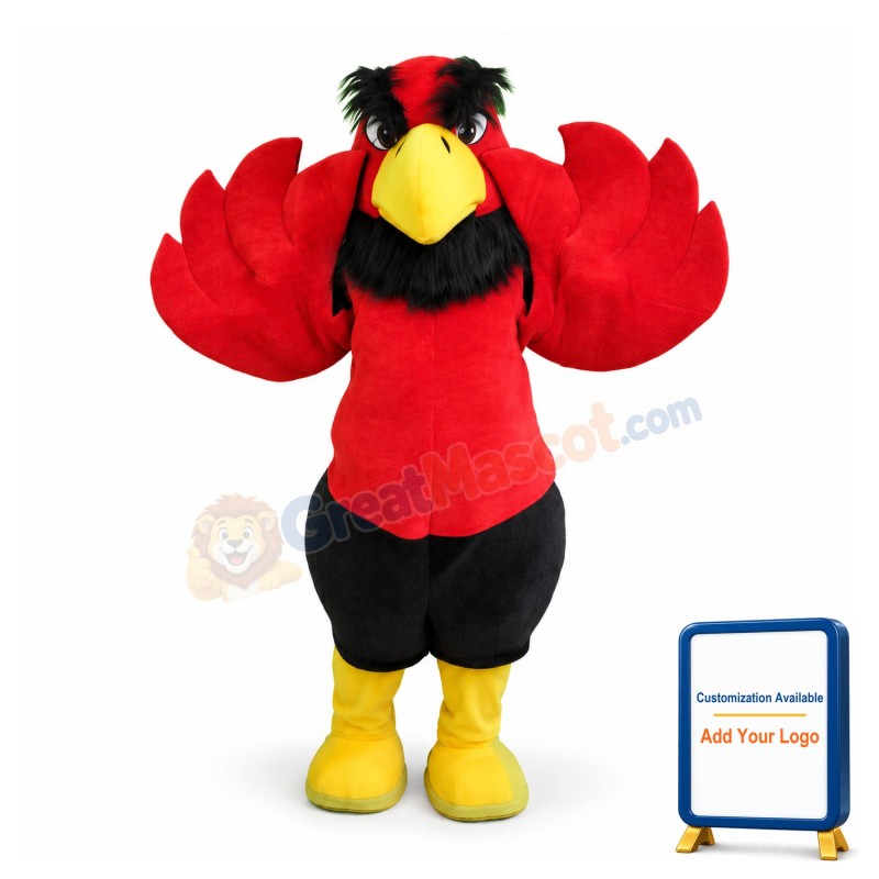 Adult Plush Red & Black Eagle Mascot Costume
