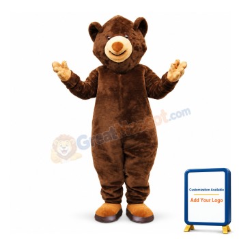 Friendly Adult Plush Brown Bear Mascot Costume