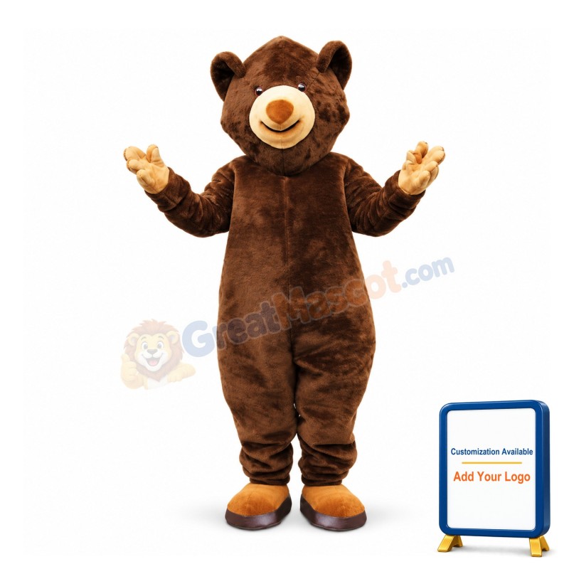 Friendly Adult Plush Brown Bear Mascot Costume