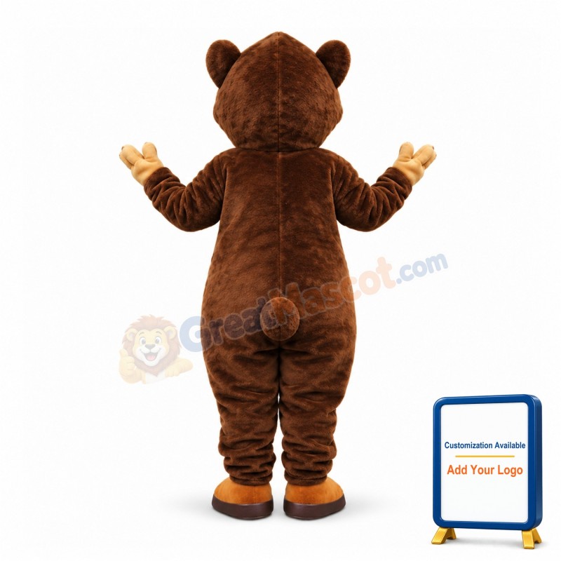 Friendly Adult Plush Brown Bear Mascot Costume