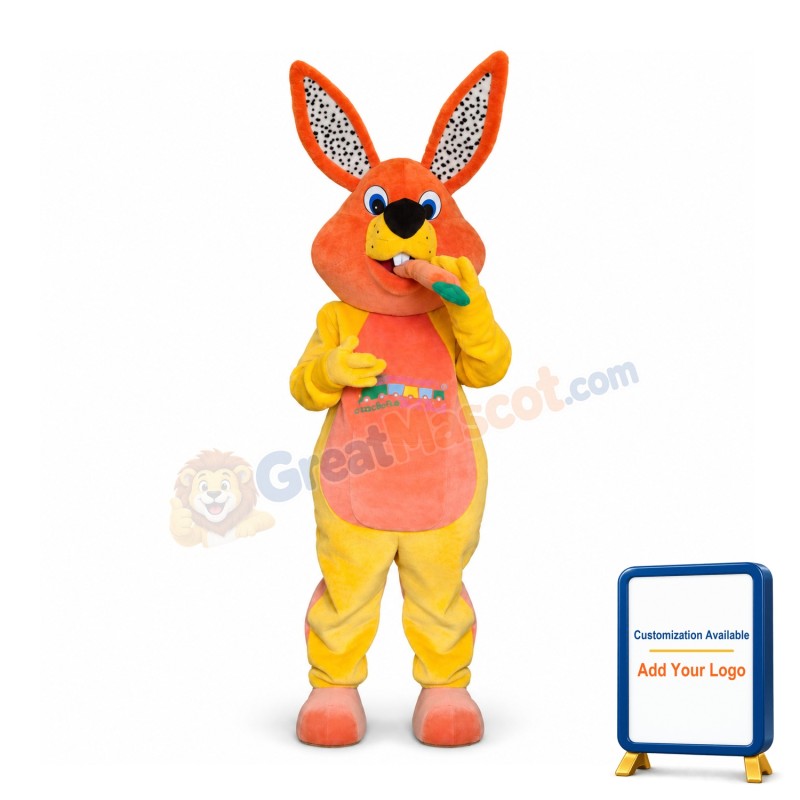 Orange & Yellow Rabbit With Carrot Mascot Costume