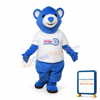 Adult Cartoon Blue Bear Mascot Costume