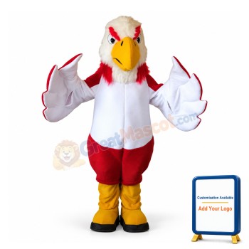 Adult Plush Red & White Eagle Mascot Costume