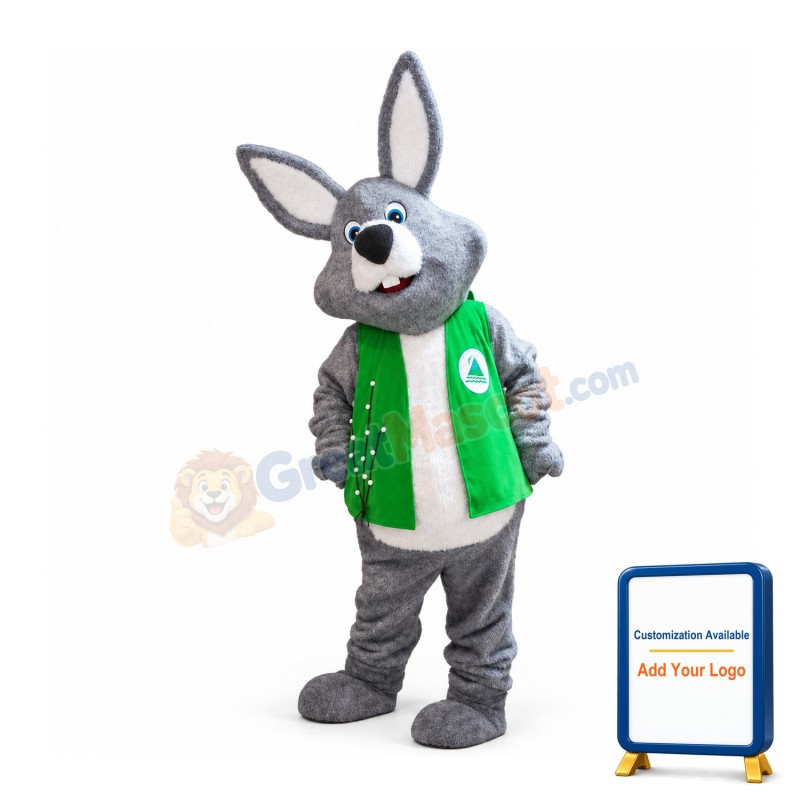 Adult Plush Gray Rabbit Mascot Costume