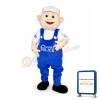 Boy In White Hat And Blue Overalls Mascot Costume