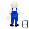 Boy In White Hat And Blue Overalls Mascot Costume