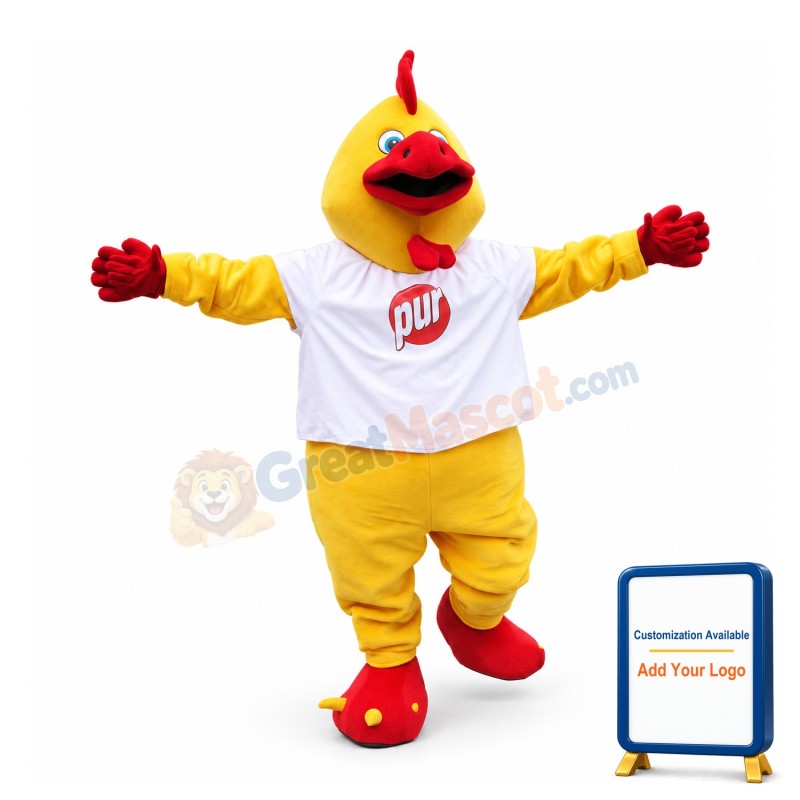Adult Red & Yellow Rooster Mascot Costume