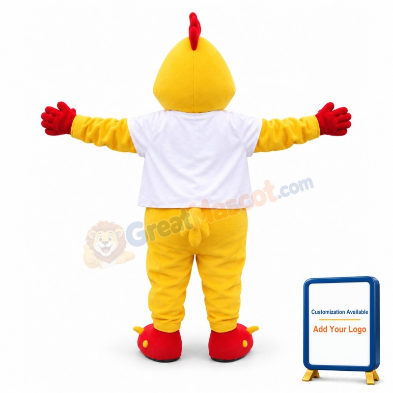 Adult Red & Yellow Rooster Mascot Costume