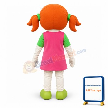 Little Girl In Pink Dress Mascot Adult Costume