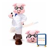 Adult Plush Pink Pig With Glasses Mascot Costume
