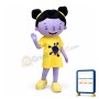 Adult Purple Girl In Yellow Dress Mascot Costume