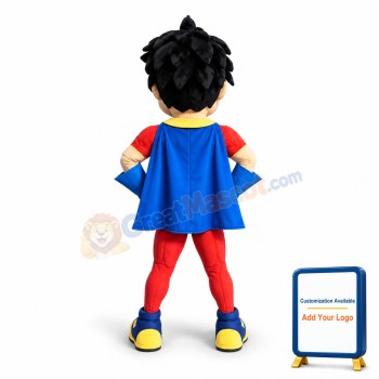 Happy Superhero Boy Mascot Costume