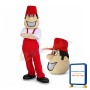 Young Man Dressed In Red With A Cap Mascot Costume