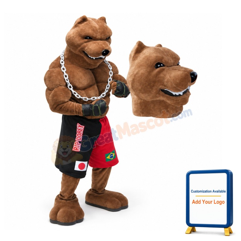 Ferocious Muscle Brown Wolf Mascot Costume