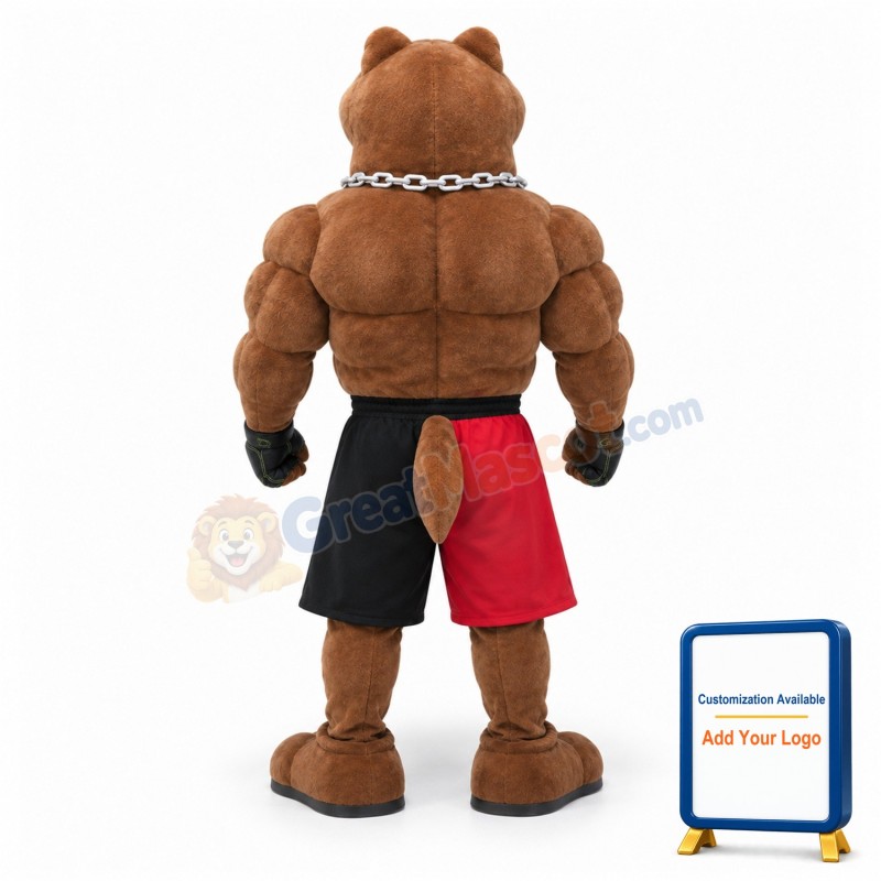 Ferocious Muscle Brown Wolf Mascot Costume