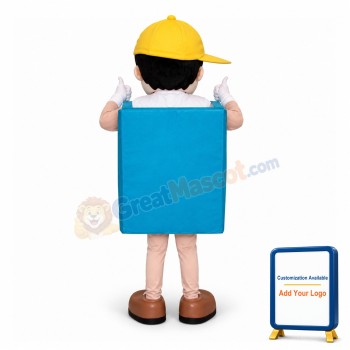 Boy With A Blue Sign On His Chest Mascot Costume