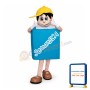Boy With A Blue Sign On His Chest Mascot Costume